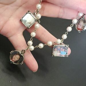 Faux pearl photo bracelet 7.25"